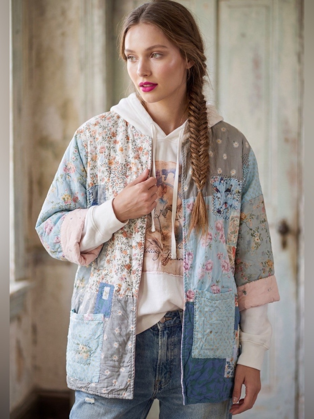 Patchwork quilted reversible jacket